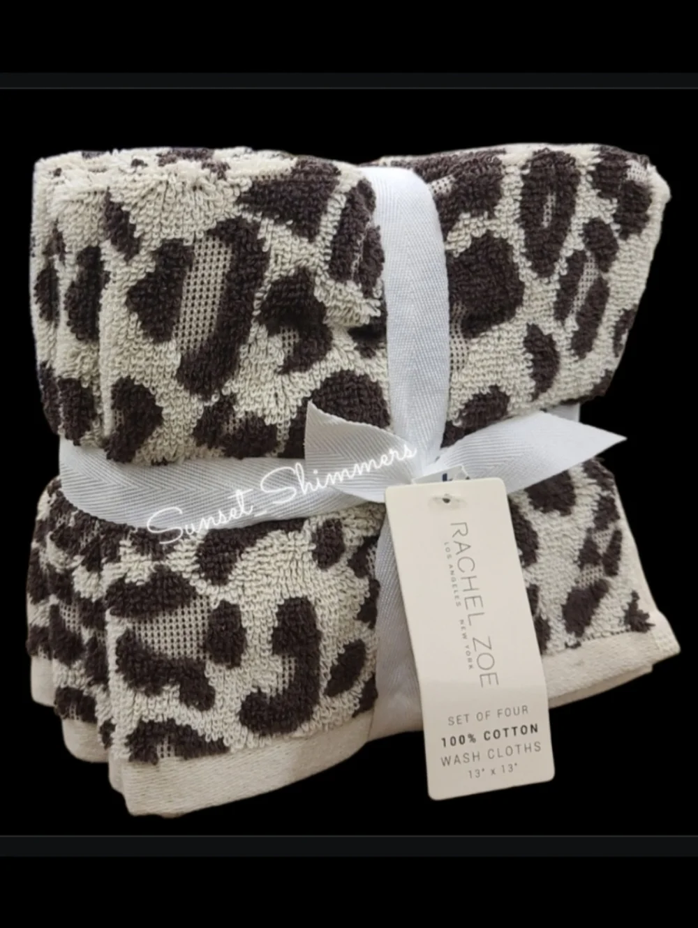 6 Piece Rachel Zoe Leopard Cheetah Animal Print Hand Towel & Washcloth Set NEW